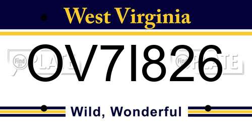 OV7I826 West Virginia License Plate