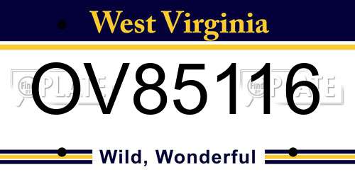 OV85116 West Virginia License Plate