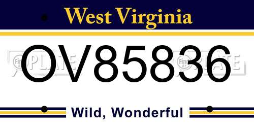 OV85836 West Virginia License Plate