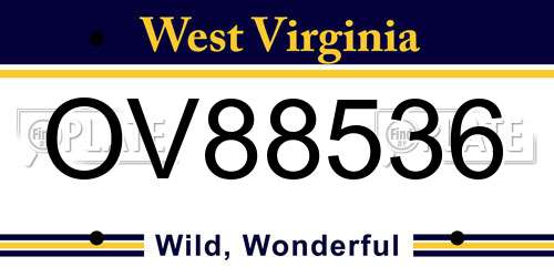 OV88536 West Virginia License Plate