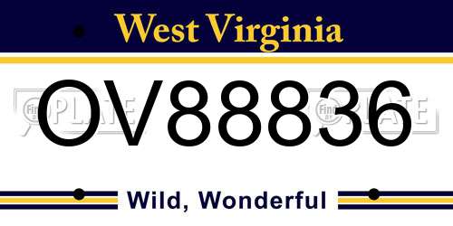 OV88836 West Virginia License Plate