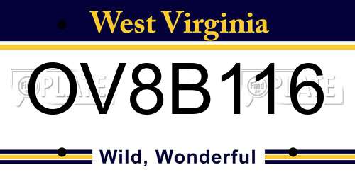 OV8B116 West Virginia License Plate