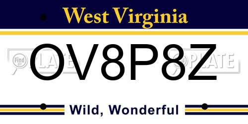 OV8P8Z West Virginia License Plate