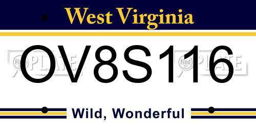 OV8S116 West Virginia License Plate