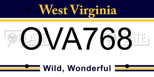 OVA768 West Virginia License Plate