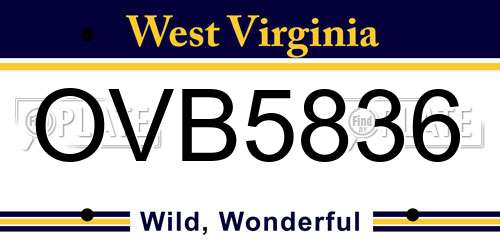 OVB5836 West Virginia License Plate
