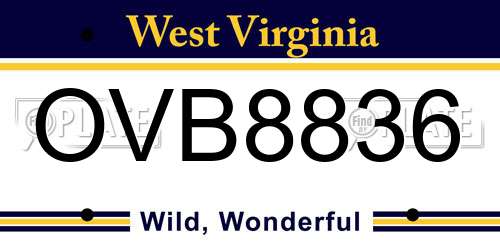 OVB8836 West Virginia License Plate