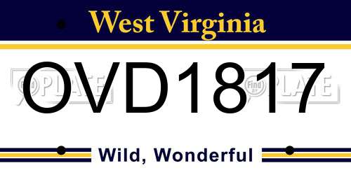 OVD1817 West Virginia License Plate