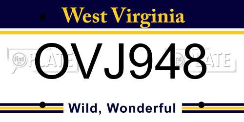 OVJ948 West Virginia License Plate