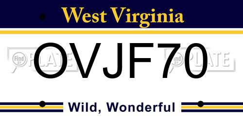 OVJF70 West Virginia License Plate