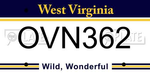 OVN362 West Virginia License Plate