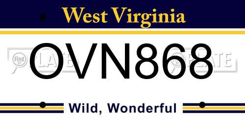 OVN868 West Virginia License Plate