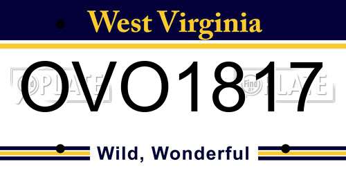 OVO1817 West Virginia License Plate