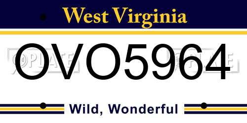 OVO5964 West Virginia License Plate