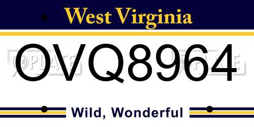 OVQ8964 West Virginia License Plate