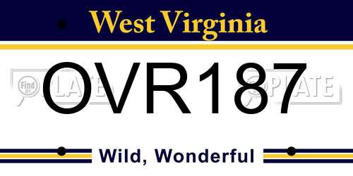 OVR187 West Virginia License Plate