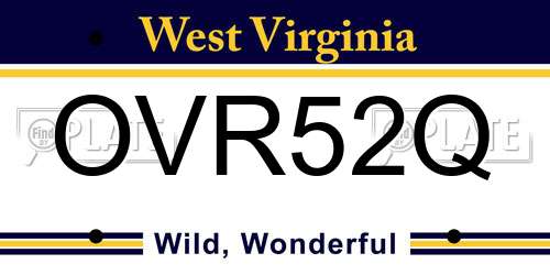 OVR52Q West Virginia License Plate