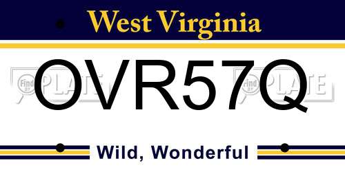OVR57Q West Virginia License Plate