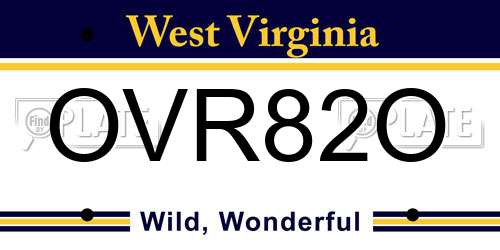 OVR82O West Virginia License Plate