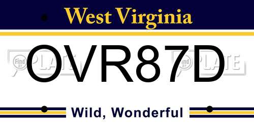 OVR87D West Virginia License Plate
