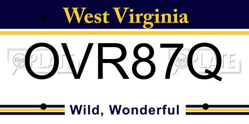 OVR87Q West Virginia License Plate