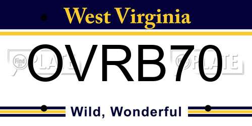 OVRB70 West Virginia License Plate