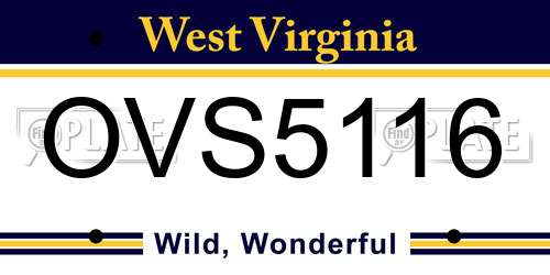 OVS5116 West Virginia License Plate