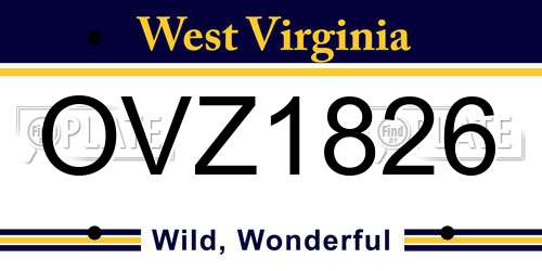 OVZ1826 West Virginia License Plate