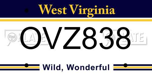 OVZ838 West Virginia License Plate