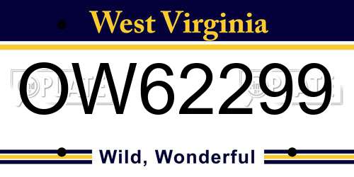 OW62299 West Virginia License Plate