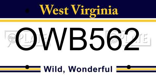 OWB562 West Virginia License Plate