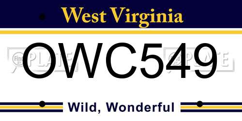 OWC549 West Virginia License Plate