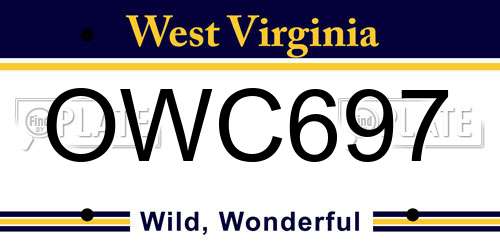 OWC697 West Virginia License Plate