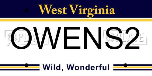 OWENS2 West Virginia License Plate