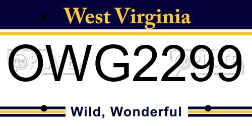 OWG2299 West Virginia License Plate