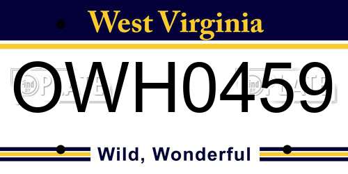 OWH0459 West Virginia License Plate