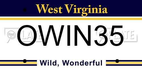 OWIN35 West Virginia License Plate