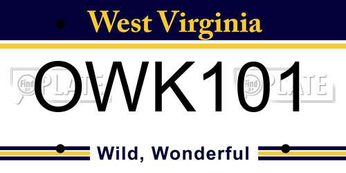 OWK101 West Virginia License Plate