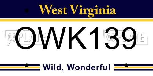OWK139 West Virginia License Plate
