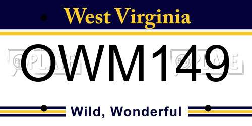 OWM149 West Virginia License Plate