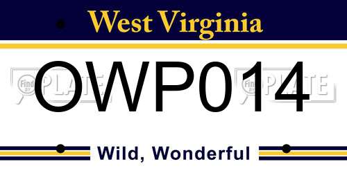 OWP014 West Virginia License Plate