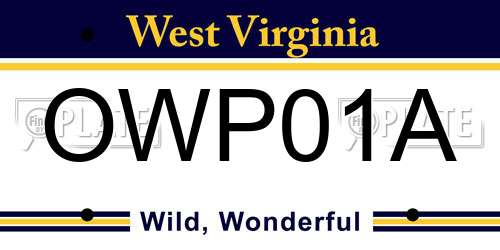OWP01A West Virginia License Plate