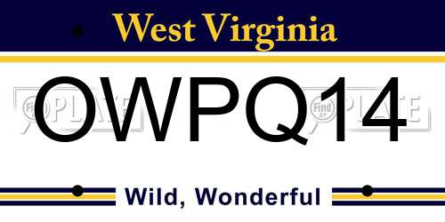 OWPQ14 West Virginia License Plate