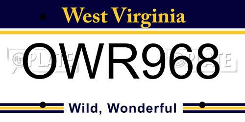 OWR968 West Virginia License Plate