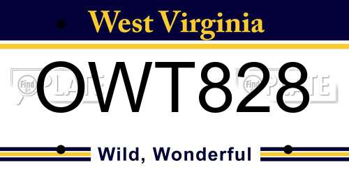 OWT828 West Virginia License Plate