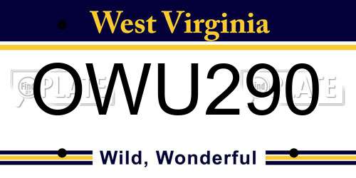 OWU290 West Virginia License Plate