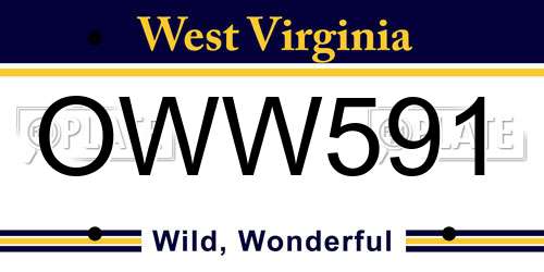OWW591 West Virginia License Plate