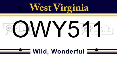 OWY511 West Virginia License Plate