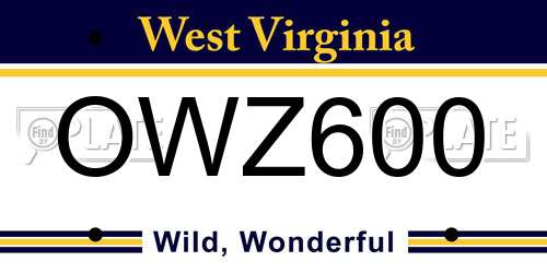 OWZ600 West Virginia License Plate