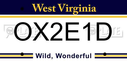 OX2E1D West Virginia License Plate